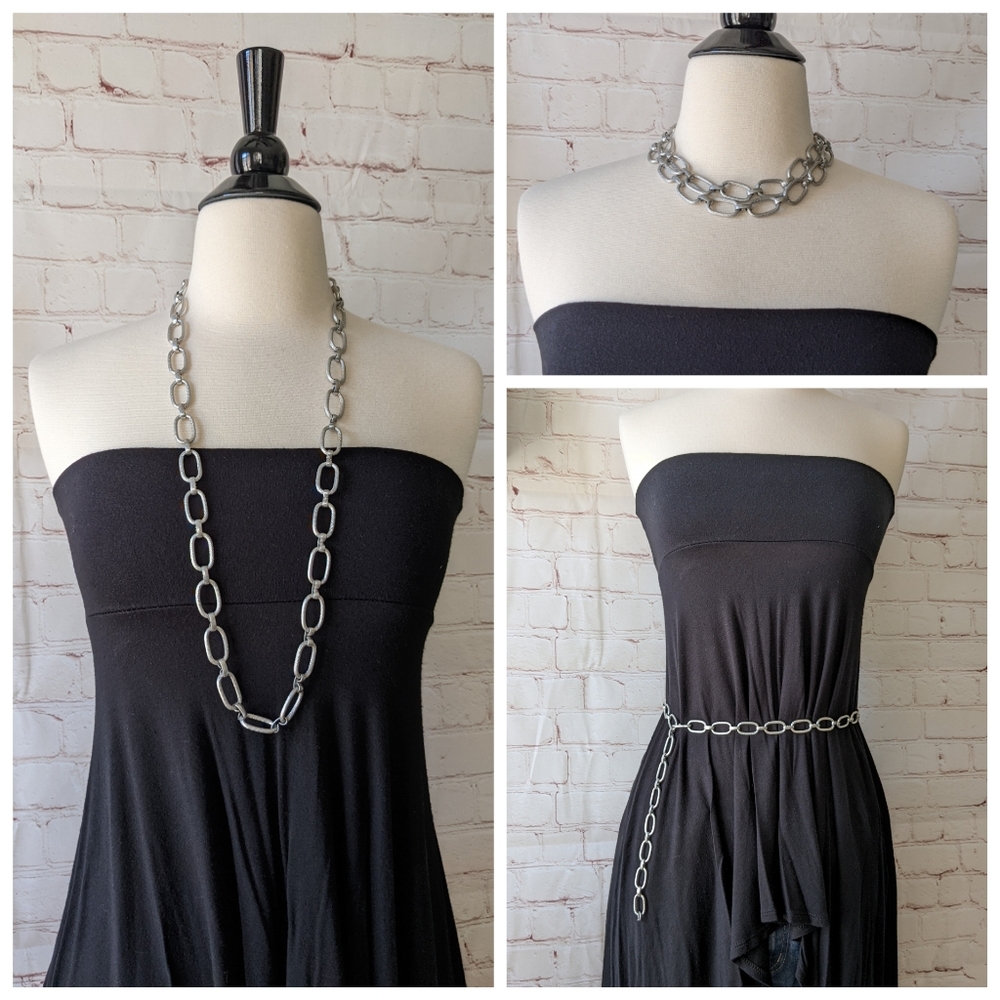🌞🌞Vintage | Chain Link Belt Silver Tone Link Necklace Retro Cool